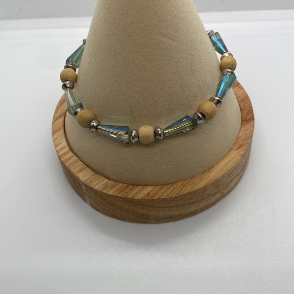 Alex and Ani Crystal & Wood Beaded Bangle Bracelet/Silver Finish/NWOT - Picture 2 of 5